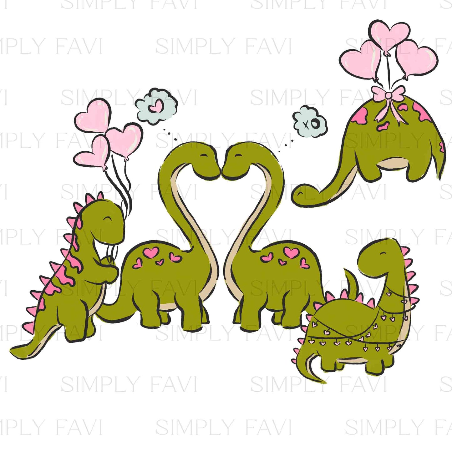Dino Love PNG Pink