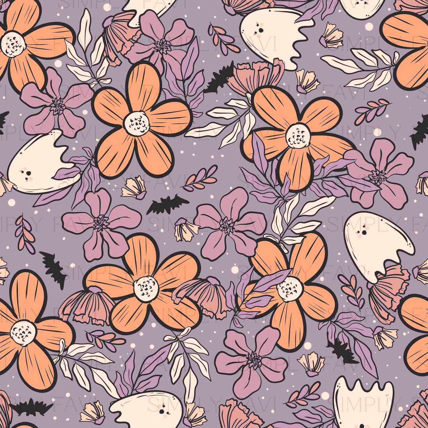 Floral Ghosty Purple Muted