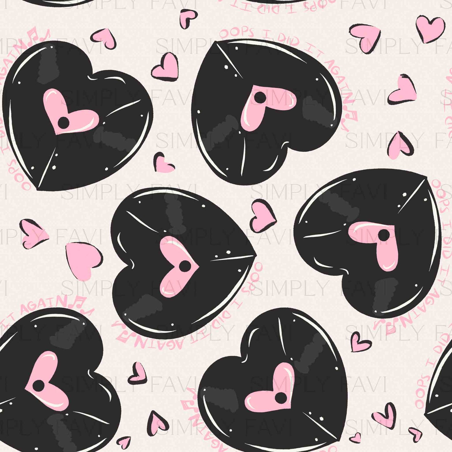 Record Love Pink Hearts