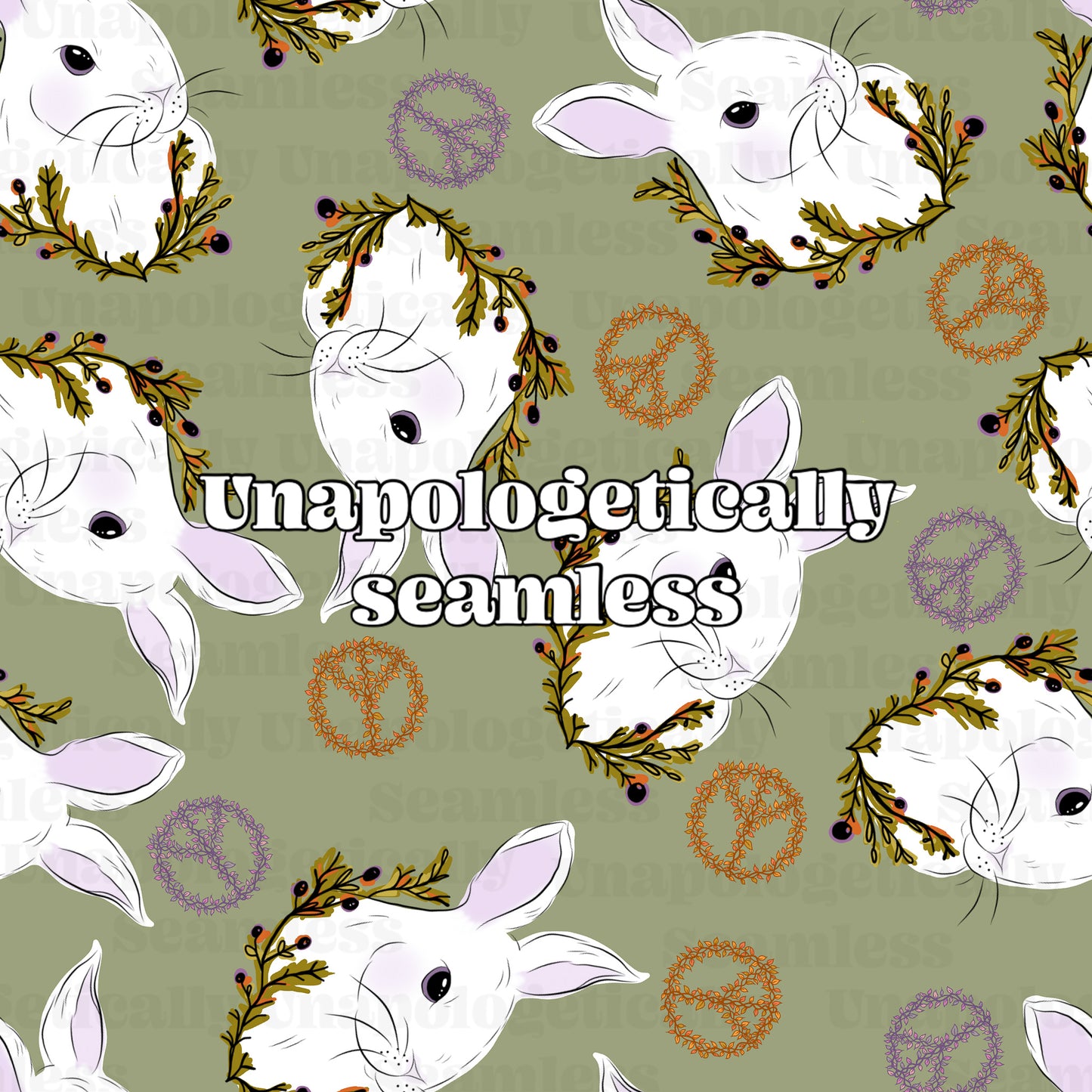 Floral Peace Bunny Green