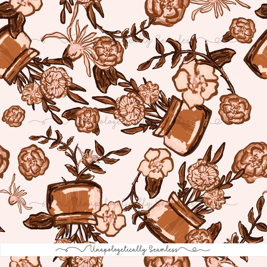 Muted Spring Floral Brown